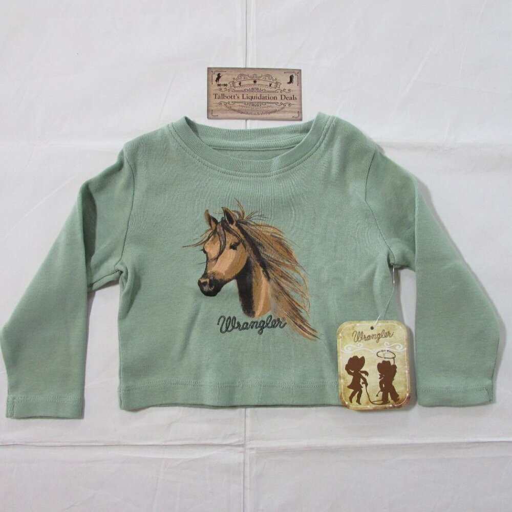 Wrangler Baby Girl's 3-6M Long Sleeve Horse Graphic T-Shirt - Green